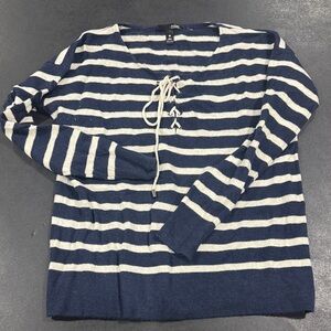 Aqua Cashmere Navy and Cream Striped Knit